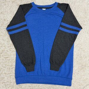 CG Varsity Stripe Sweatshirt Blue Gray Collegiate Crewneck Size L